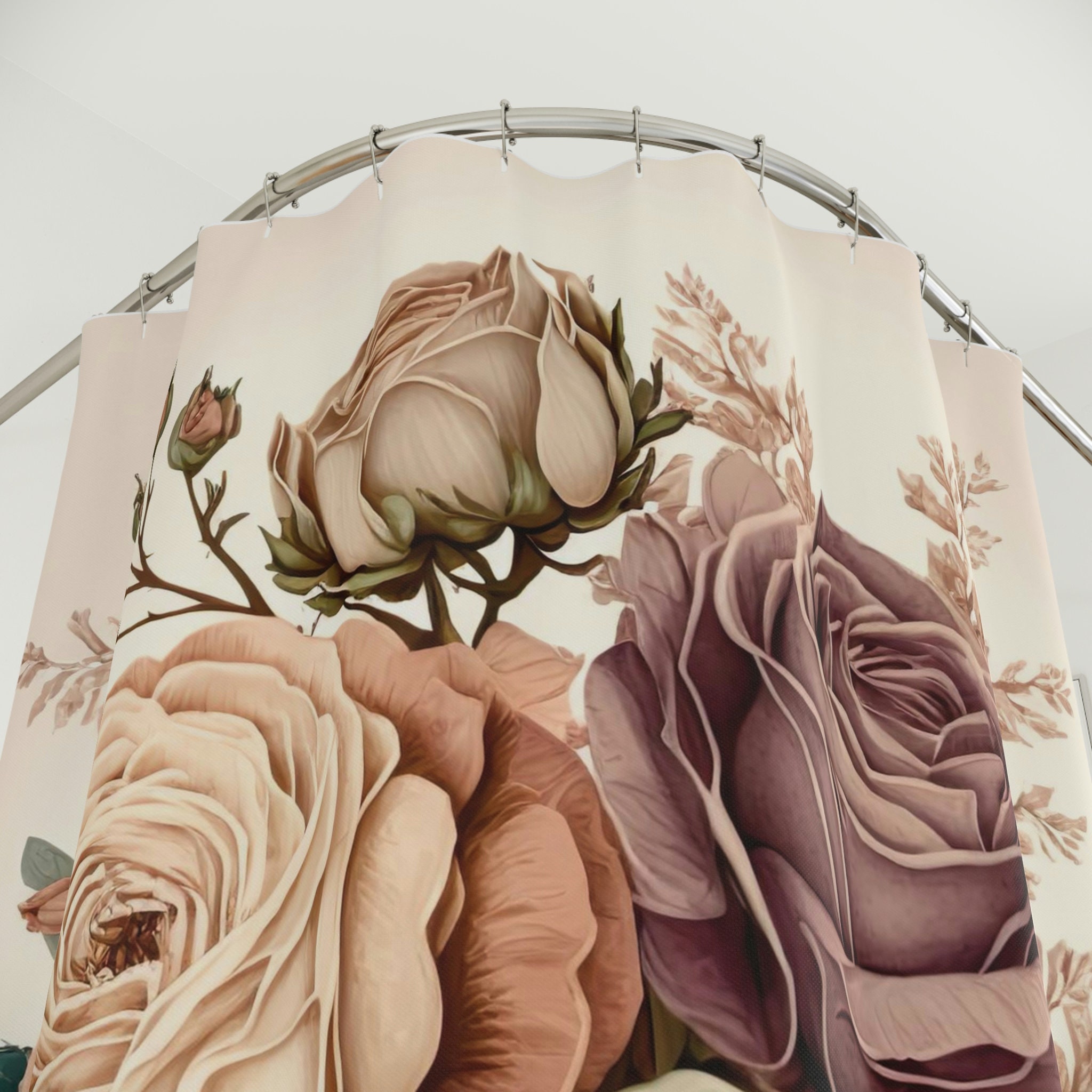 Cute and Charming Aqua Roses Shower Curtain for Any Bathroom