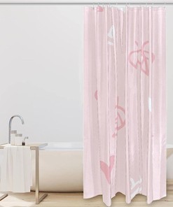 Cute and Chic Pink Heart Leaves Shower Curtain for a Romantic Bathroom