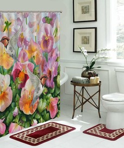 Cute and Colorful Bird and Flower Print Shower Curtain: Bathroom Upgrade