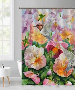 Cute and Colorful Bird and Flower Print Shower Curtain: Bathroom Upgrade
