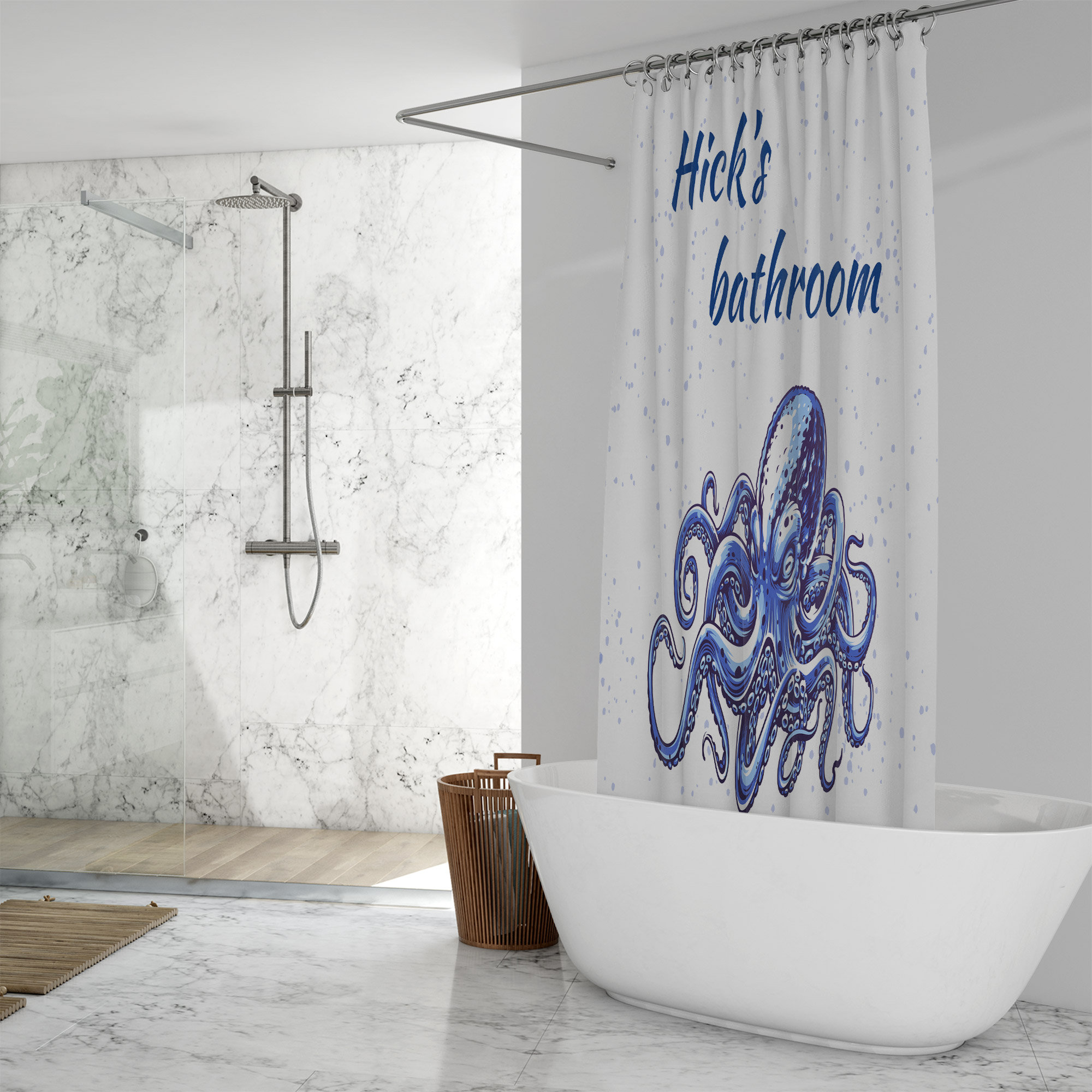 Cute and Custom Octopus Bathroom Curtain for a Unique Look