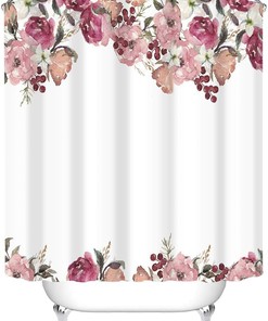 Cute and Flirty Flowers with Little Berries Aesthetic Floral Shower Curtain for Your Bathroom