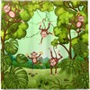 Cute and Funny Forest Monkeys with Green Leaves Print Shower Curtain Set - Quick-Drying Curtain for Bathroom Decor