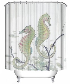 Cute and Playful Seahorse Shower Curtain for Kids Bathroom Decor