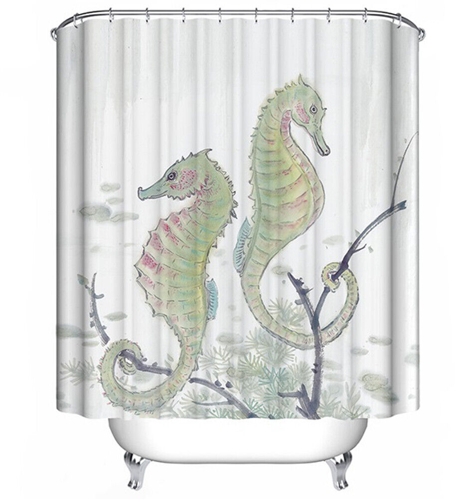 Cute and Playful Seahorse Shower Curtain for Kids Bathroom Decor
