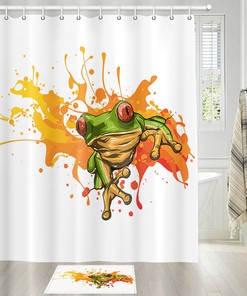 Cute and Quirky Tree Frog Doodle Shower Curtain for Bathroom Decor