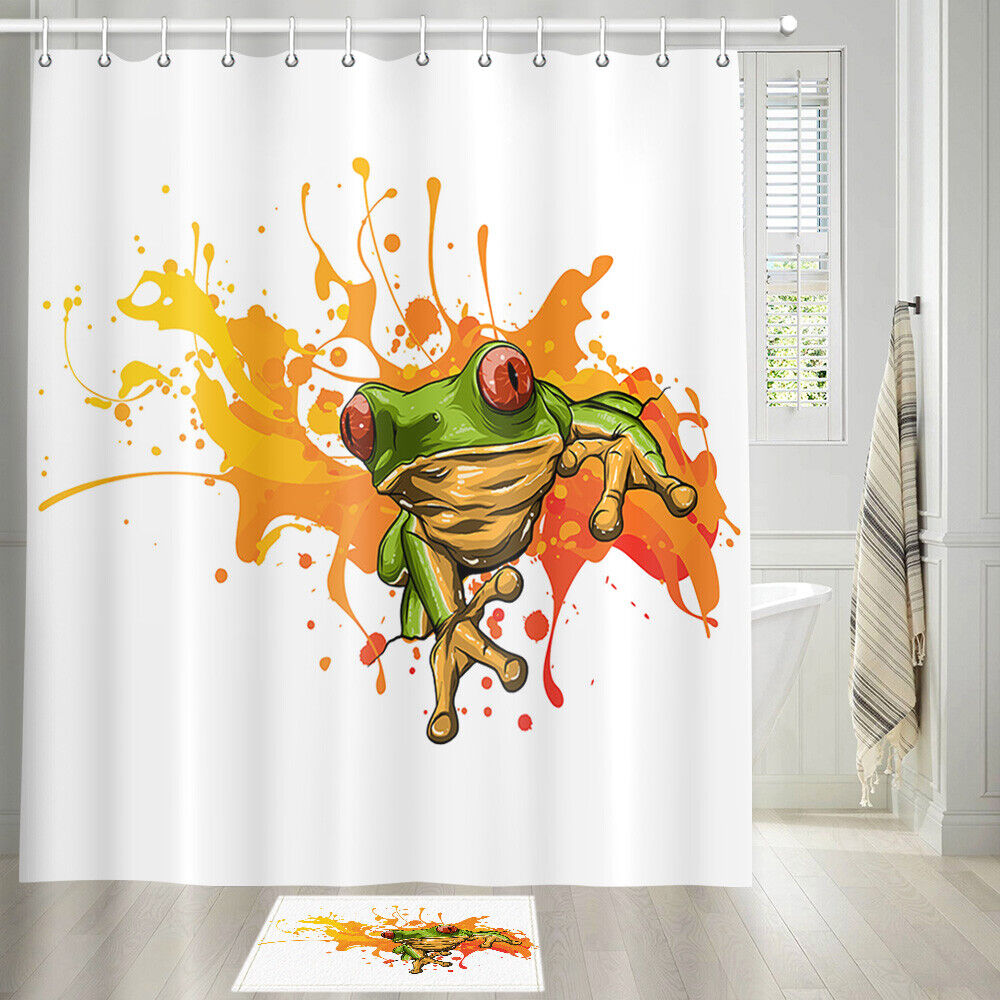 Cute and Quirky Tree Frog Doodle Shower Curtain for Bathroom Decor