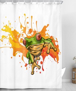 Cute and Quirky Tree Frog Doodle Shower Curtain for Bathroom Decor