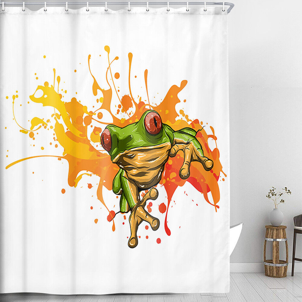 Cute and Quirky Tree Frog Doodle Shower Curtain for Bathroom Decor