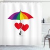 Cute and Romantic Heart-Shaped Umbrella Design Shower Curtain with Rainbow Print for Your Bathroom