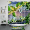 Cute and Sharp Monstera Flower Frog Butterfly Tropical Plant Shower Curtain for Kids