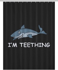 Cute and Soft Bath Curtain for Teething Shark Themed Bathroom