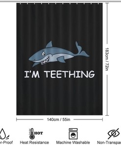 Cute and Soft Bath Curtain for Teething Shark Themed Bathroom