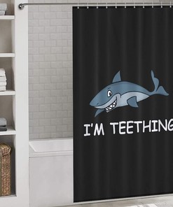 Cute and Soft Bath Curtain for Teething Shark Themed Bathroom