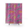 Cute and Stylish Rainbow Leopards on Pink Shower Curtain for a Fun and Girly Bathroom
