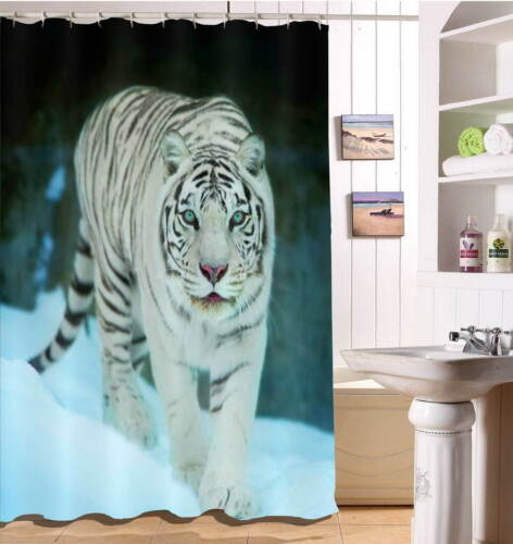 Cyan Tiger Waterproof Shower Curtain for Relaxing Bathroom Decor