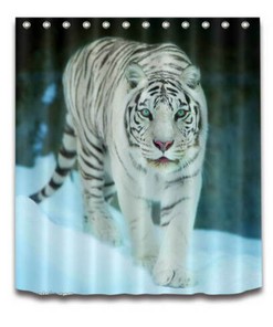 Cyan Tiger Waterproof Shower Curtain for Relaxing Bathroom Decor