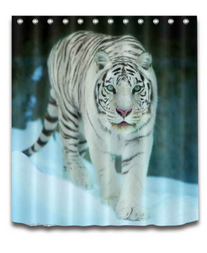 Cyan Tiger Waterproof Shower Curtain for Relaxing Bathroom Decor