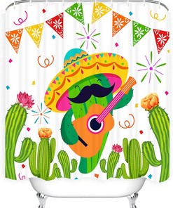 Cyrekud Cinco De Mayo Funny Mexican Cactus Bathroom Fiesta Shower Curtain - Stylish And Fun
