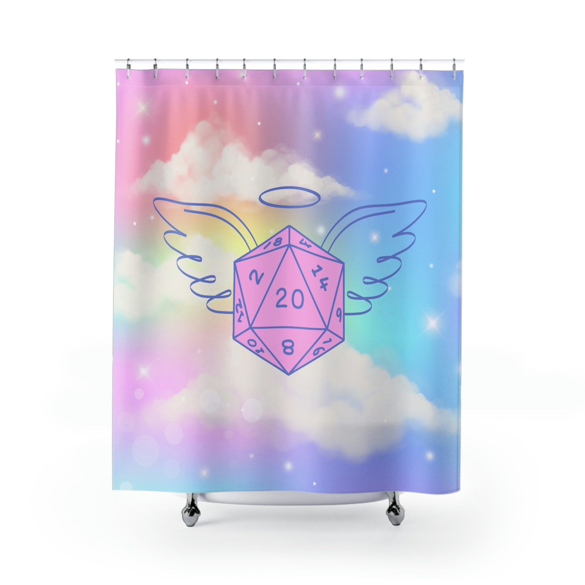 D20 Fantasy Shower Curtain With Nerdy Quotes - Image 2