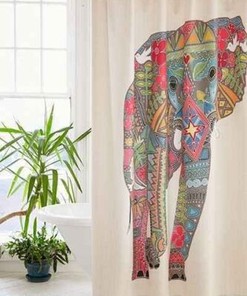 DENY Sharon Turner Painted Elephant Fabric Shower Curtain for Animal Lovers 