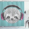 DJ Sloth Headphones Shower Curtain, Unique and Fun Bathroom Decor 