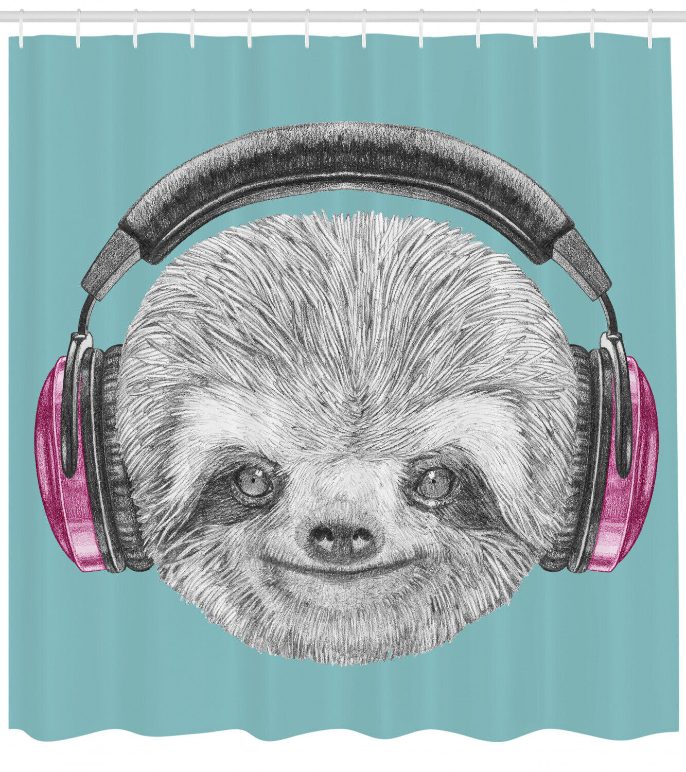 DJ Sloth Headphones Shower Curtain, Unique and Fun Bathroom Decor