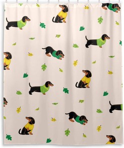 Dachshunds Waterproof Fabric Shower Curtain - Cute Dogs Bath Decor by WELLDAY