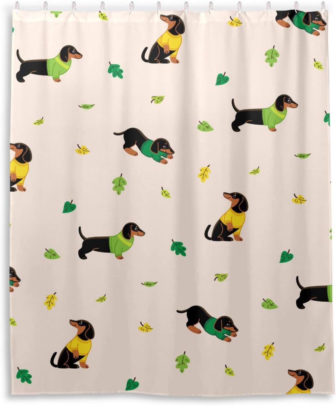 Dachshunds Waterproof Fabric Shower Curtain - Cute Dogs Bath Decor by WELLDAY