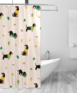 Dachshunds Waterproof Fabric Shower Curtain - Cute Dogs Bath Decor by WELLDAY