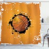 Dahlia Flower Floral Print Orange Fabric Shower Curtain