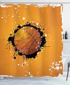 Dahlia Flower Floral Print Orange Fabric Shower Curtain