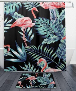 Daily Tropical Palm Leaves Luxury Shower Curtain, Waterproof Bathroom Decor