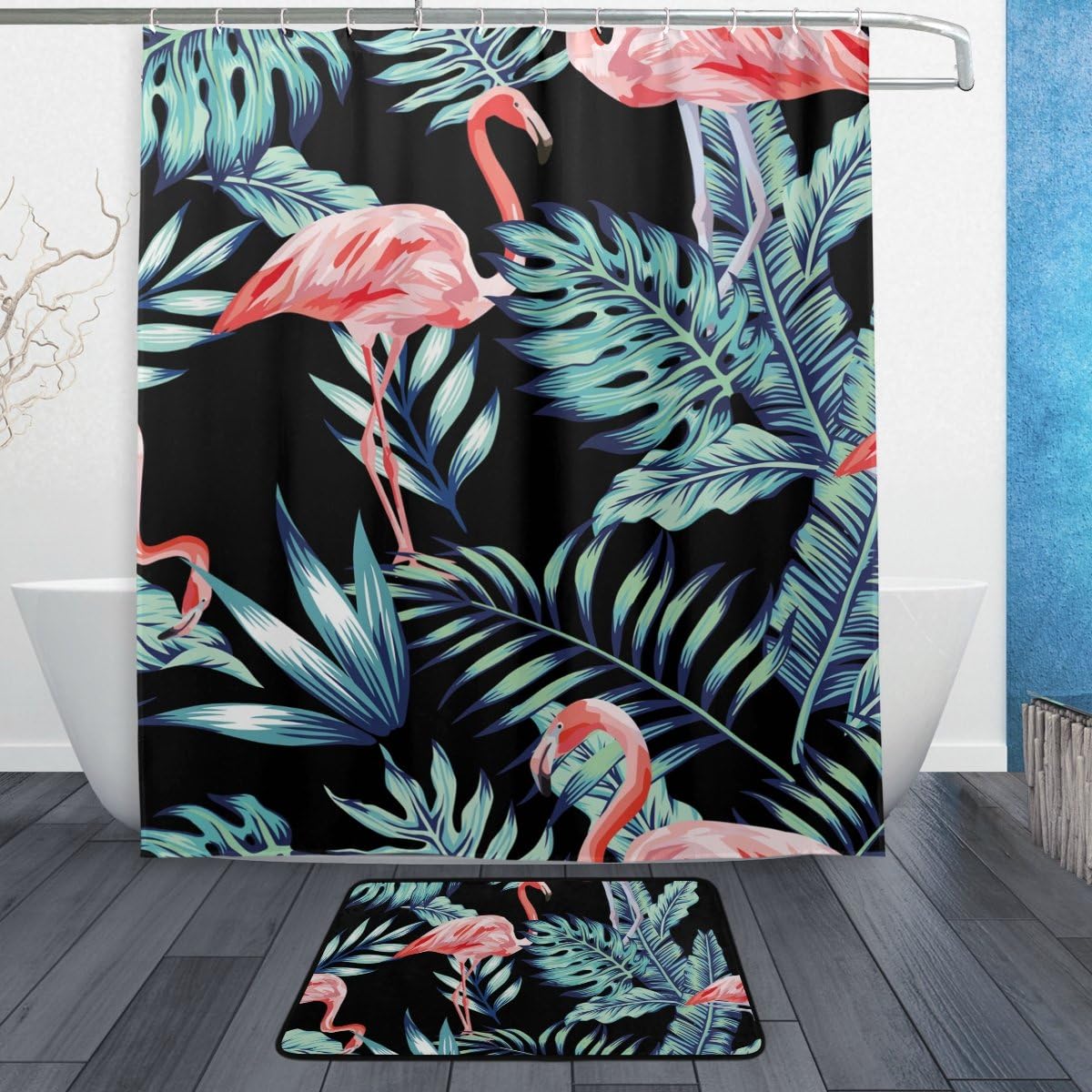 Daily Tropical Palm Leaves Luxury Shower Curtain, Waterproof Bathroom Decor