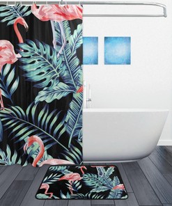 Daily Tropical Palm Leaves Luxury Shower Curtain, Waterproof Bathroom Decor