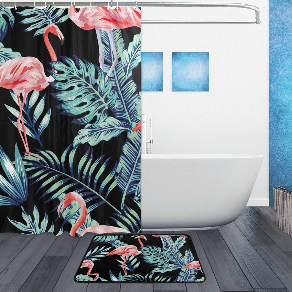 Daily Tropical Palm Leaves Luxury Shower Curtain, Waterproof Bathroom Decor