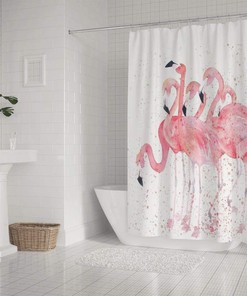 Daily Watercolor Animals Kids Bathroom Shower Curtain, Waterproof Fabric