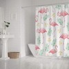 Daily Watercolor Flamingo and Leaves Shower Curtains, Waterproof Fabric