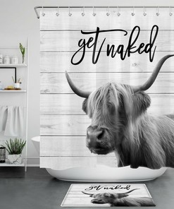 Dairy Cow Shower Curtain For Farmhouse Bathroom Decor
