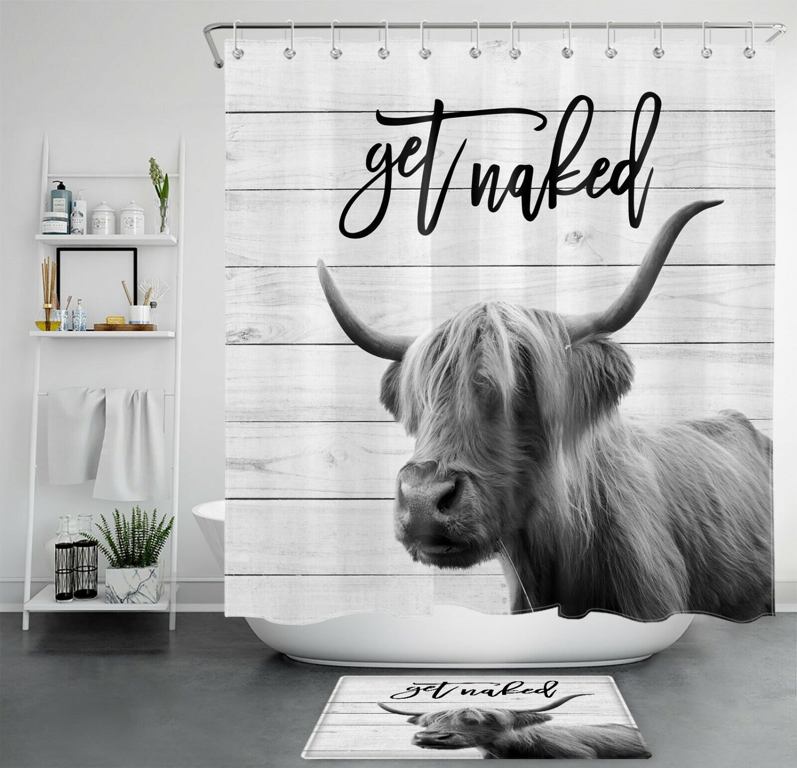 Dairy Cow Shower Curtain For Farmhouse Bathroom Decor