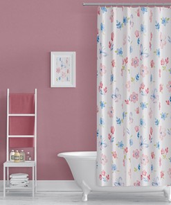 Daisy And Butterfly Print Shower Curtain For Bathroom Decor