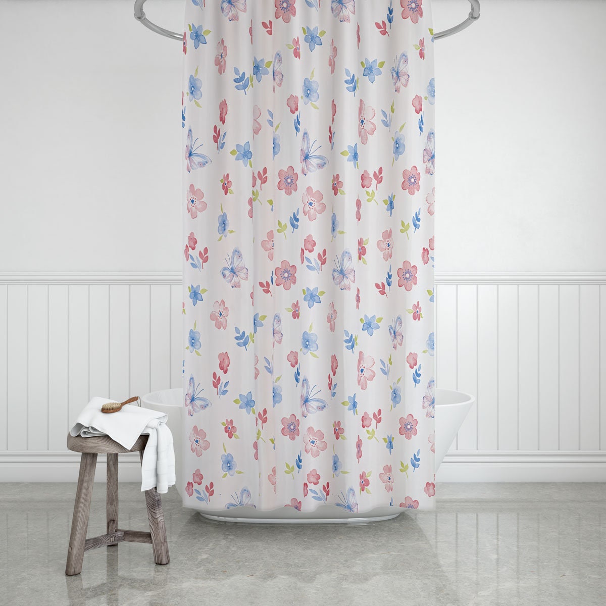 Daisy And Butterfly Print Shower Curtain For Bathroom Decor - Image 3