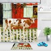 Daisy Cow Shower Curtain - Farmhouse Barn Fabric Country Style Curtain For A Rustic Bathroom Decor