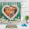 Daisy Cow Shower Curtain With Rustic Farmhouse Vibes