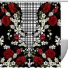 Daisy White Flower Print Fabric Shower Curtain for Delicate Bathroom Decor