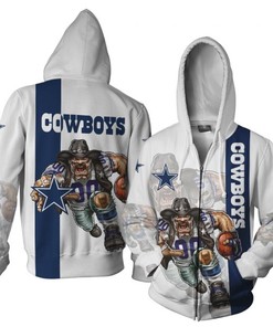 Dallas Cowboys 3 Lines 3D Zip Hoodie Gift - Halloween Gifts For Men With 3D Hoodies With Zippers