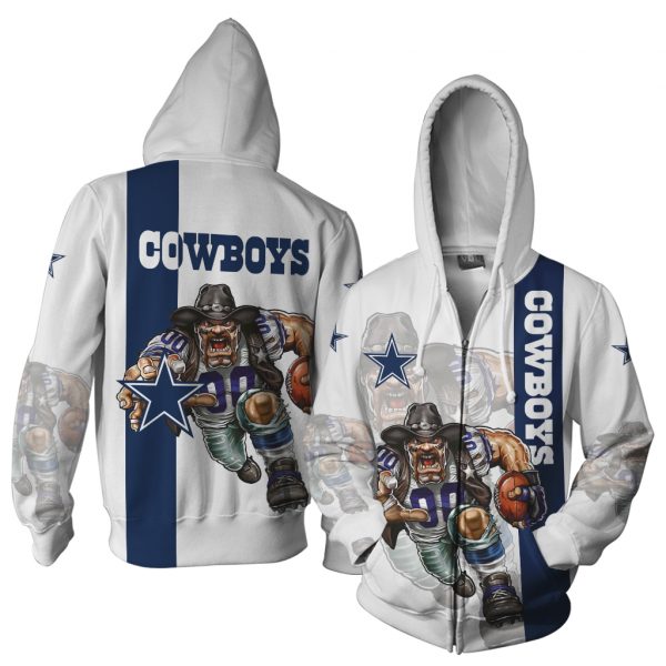 Dallas Cowboys 3 Lines 3D Zip Hoodie Gift - Halloween Gifts For Men With 3D Hoodies With Zippers