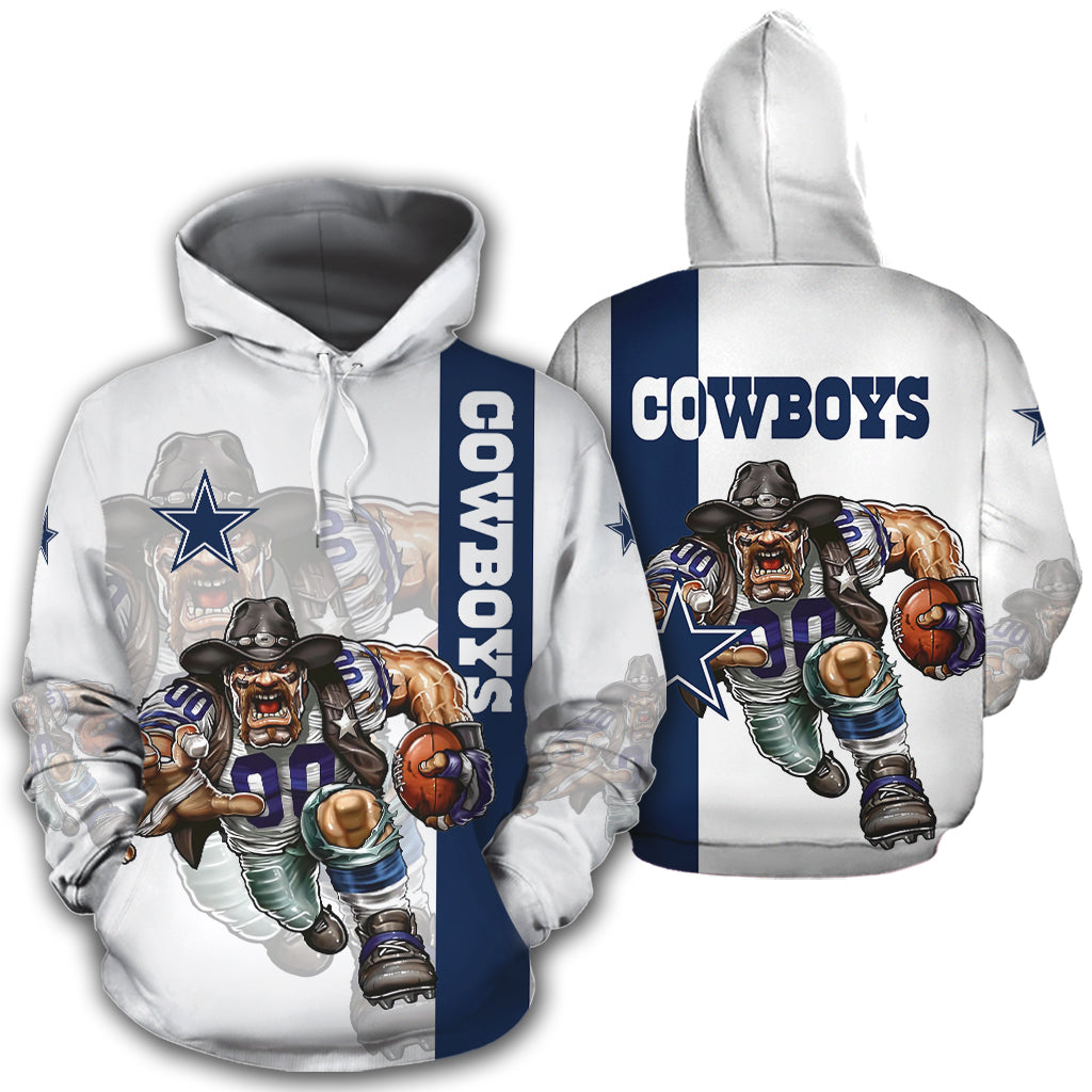 Dallas Cowboys 3 Lines 3D Zip Hoodie Gift - Halloween Gifts For Men With 3D Hoodies With Zippers