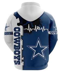 Dallas Cowboys 3D Hoodie Pullover - Nfl Zip Hoodie For Fans With Custom All Over Print Hoodie