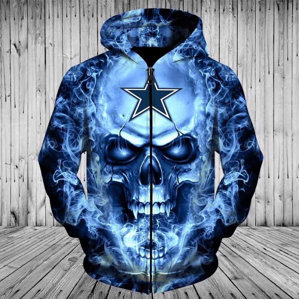 Dallas Cowboys America'S Team 3D Zip Hoodie - Hooded Gifts For Men With 3D Hoodies With Zippers